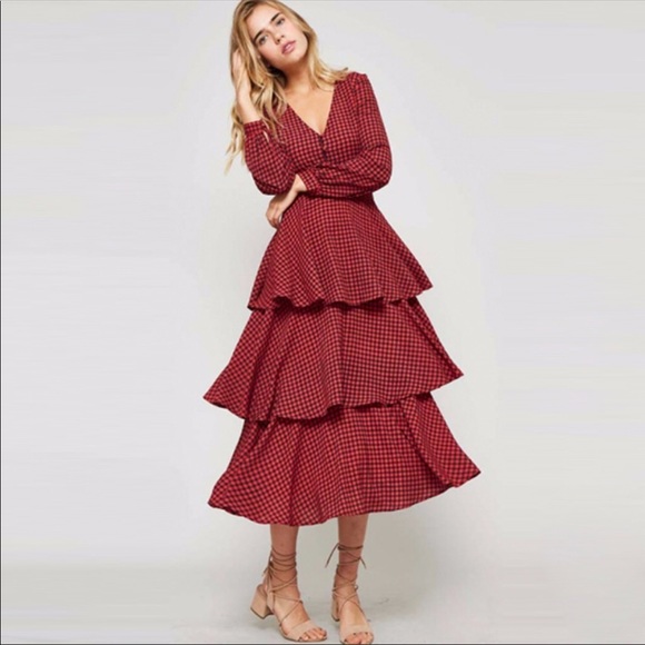 red gingham maxi dress